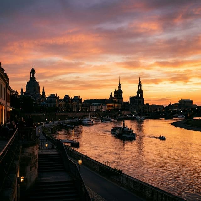 Dresden Skyline bei Sonnenuntergang